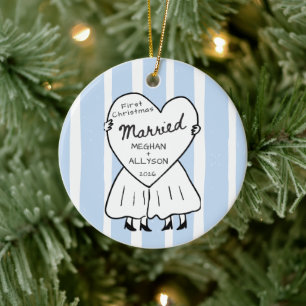 Mrs & Mrs First Christmas Married Ornament