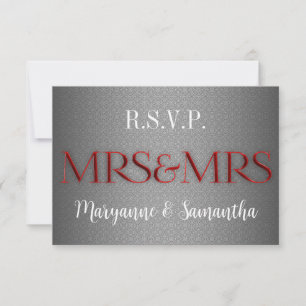 Mrs & Mrs Gay Lesbian Wedding RSVP in Silver Card