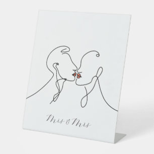 Mrs & Mrs Lesbian Couple Line Art  Pedestal Sign