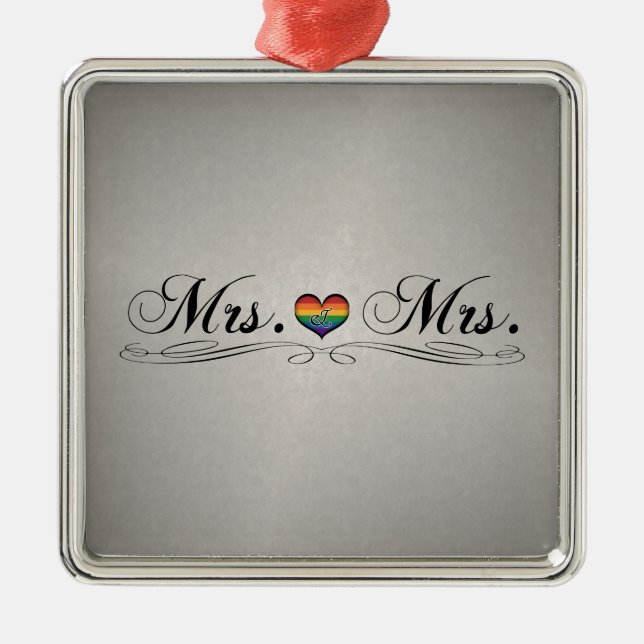 Mrs. & Mrs. Lesbian Design Metal Tree Decoration (Front)
