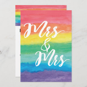 Mrs & Mrs Rainbow Lesbian Wedding Invitation