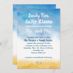 Mrs. & Mrs. Sandy Toes Wedding Invite - sky & sand