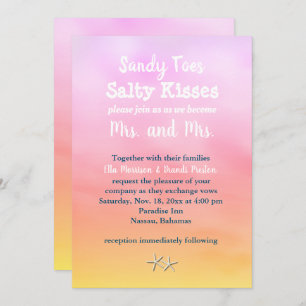 Mrs. & Mrs. Sandy Toes Wedding Invite sunset