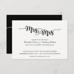 Mrs. & Mrs. Script Modern Wedding Invitations