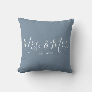 Mrs. & Mrs. Throw Pillow for Newlyweds Anniversary