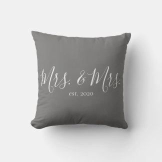 Mrs. & Mrs. Throw Pillow for Newlyweds Anniversary