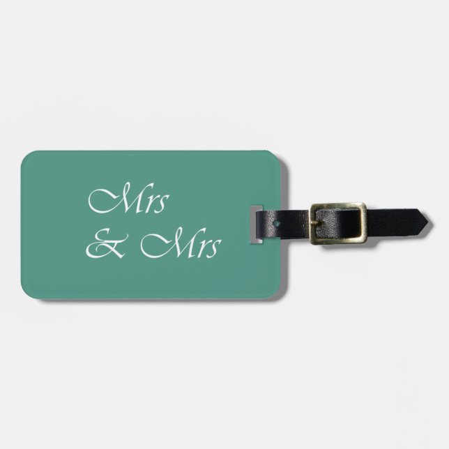 Mrs & Mrs Typography Luggage Tag (Front Horizontal)