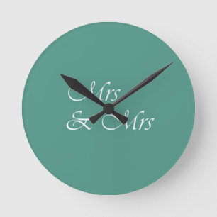 Mrs & Mrs Typography Round Clock