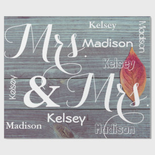 Mrs & Mrs Wedding/Anniversary Personalised Names Wrapping Paper