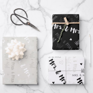 Mrs. & Mrs. Wedding Wrapping Paper Sheet