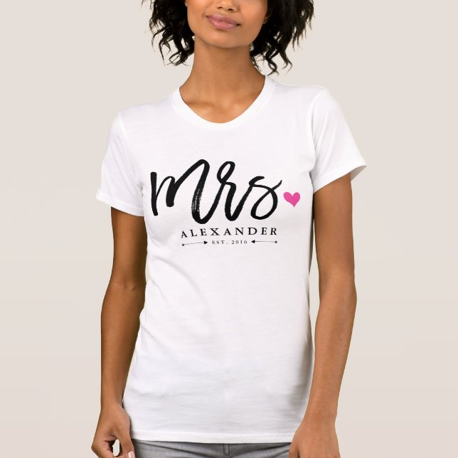 Mrs. (Name) Est. Your Wedding Year T-Shirt (Front)