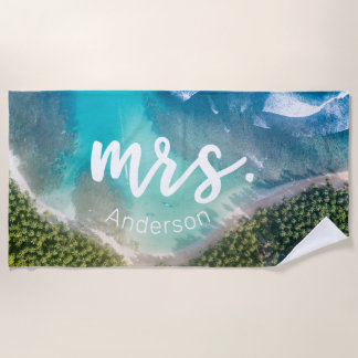 Mrs. Newlywed Beach Photo Bride Personalised Beach Towel