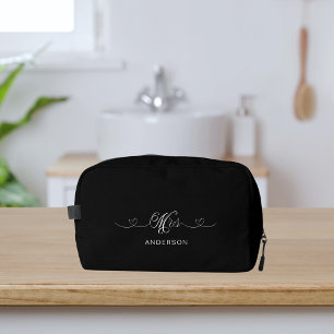 Mrs newlywed black white dopp kit