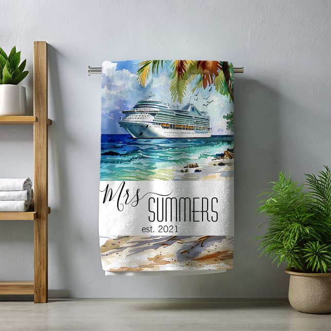 Mrs Newlywed Bride Beach Cruise  Towel (Creator Uploaded)