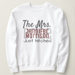 Mrs. Newlywed Modern Maroon Wedding Clothing Sweatshirt<br><div class="desc">Newlywed Wedding Gifts - Mrs. Newlywed Modern Maroon Script Wedding Clothing Sweatshirt Sweater - Feel free to personalise and customise. Edit option are available.</div>