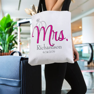 Mrs. Newlywed with Wedding Rings Tote Bag