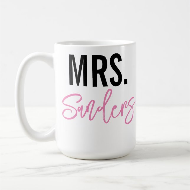 Mrs. Personalised mug for teacher or newlywed (Left)