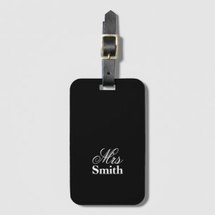 Mrs Personalised Name White Black Travel Luggage Tag