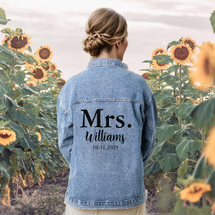 Mrs Personalised Surname & Date Bride Jean Denim Jacket