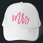 Mrs. Pink Chic Script Trucker Hat<br><div class="desc">This hat design is perfect for the newly married bride and features "Mrs." in a bright hot-pink brush script.</div>