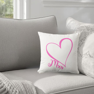 Mrs. Pink Heart Throw Pillow