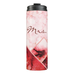 Mrs. Pink Marble Mountains Colour Block Personalis Thermal Tumbler