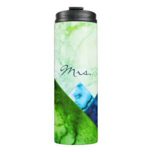 Mrs. Rainbow Marble Mountains Colour Block Custom Thermal Tumbler