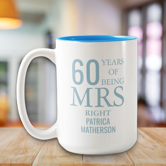 Mrs Right Fun 60th Wedding Anniversary Two-Tone Coffee Mug (Mrs Right Fun 60th Wedding Anniversary Two-Tone Coffee Mug)