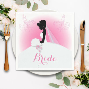 Mrs Right Pink bride silhouette Bridal Shower Napkin