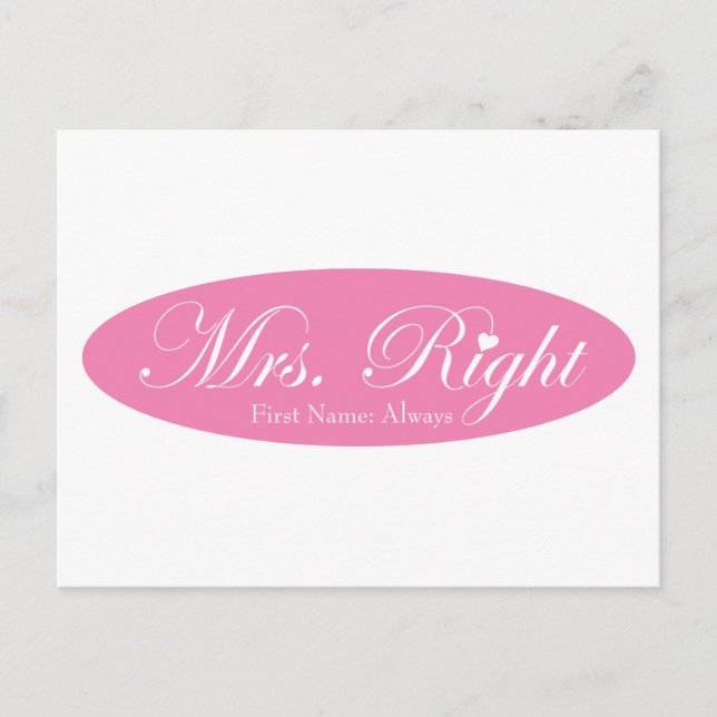 Mrs Right Postcard (Front)