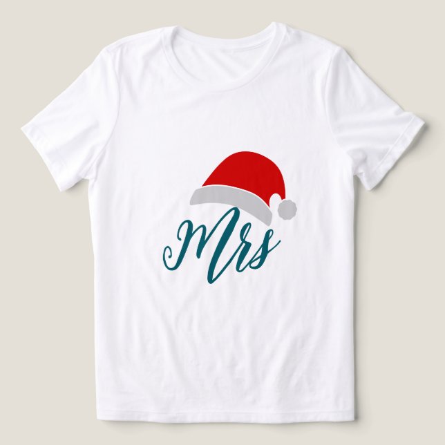 Mrs Santa Womens Christmas Shirt - Couples Tee (Design Front)
