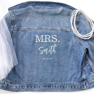 Mrs. Script Bridal Custom Jean Wedding  Denim Jacket