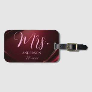 Mrs Script Custom Name Newlywed Honeymoon Luggage  Tag