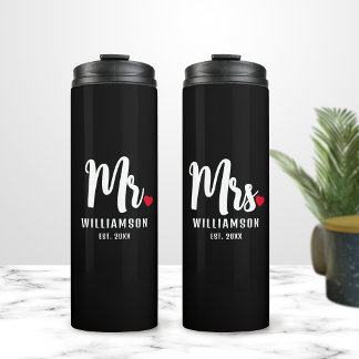 Mrs. Script Monogram Personalised Name Newlywed Thermal Tumbler
