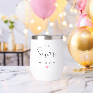 Mrs Script Wedding Date Custom Last Name