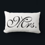 Mrs Scroll Text In Black And White Lumbar Cushion<br><div class="desc">Mrs Scroll Text In Black And White pillows (this pillow can be matched with the others in this series) .. Mrs. pillow from Ricaso</div>