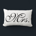 Mrs Scroll Text In Black And White Lumbar Cushion<br><div class="desc">Mrs Scroll Text In Black And White pillows (this pillow can be matched with the others in this series) .. Mrs. pillow from Ricaso</div>