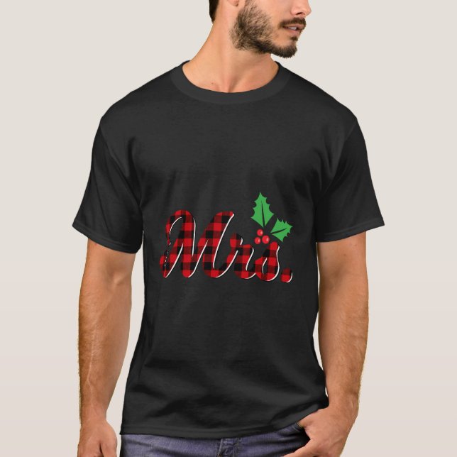 Mrs Shirt Long Sleeve Red Plaid Couples Pajama Ide (Front)