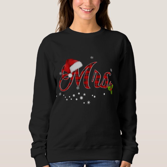 Mrs Shirt - Red Plaid Santa Hat Matching Couples P (Front)