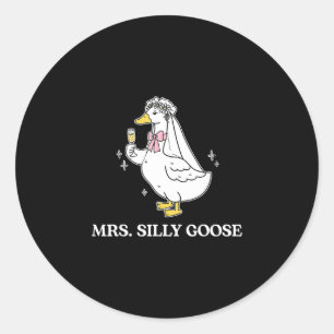 Mrs silly bride goose couple matching wedding classic round sticker