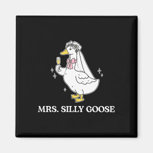 Mrs silly bride goose couple matching wedding magnet