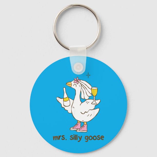 Mrs Silly Goose Wedding Bachelorette Party Key Ring (Front)