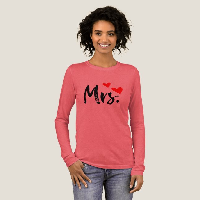 Mrs. T-Shirt – Cute Red Heart Wife Design Tri-Blend Shirt (Full Front)
