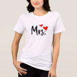 Mrs. T-Shirt – Cute Red Heart Wife Design  Tri-Blend Shirt<br><div class="desc">Show off your "Mrs." status in style with this adorable t-shirt featuring a bold black script and two red hearts. Whether you're a bride-to-be, newly married, or proudly taken, this tee adds charm to any outfit. Great for casual wear, honeymoon trips, bridal showers, or as a thoughtful gift for your...</div>
