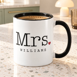 Mrs. Vintage Black Monogram Personalised Wedding Mug