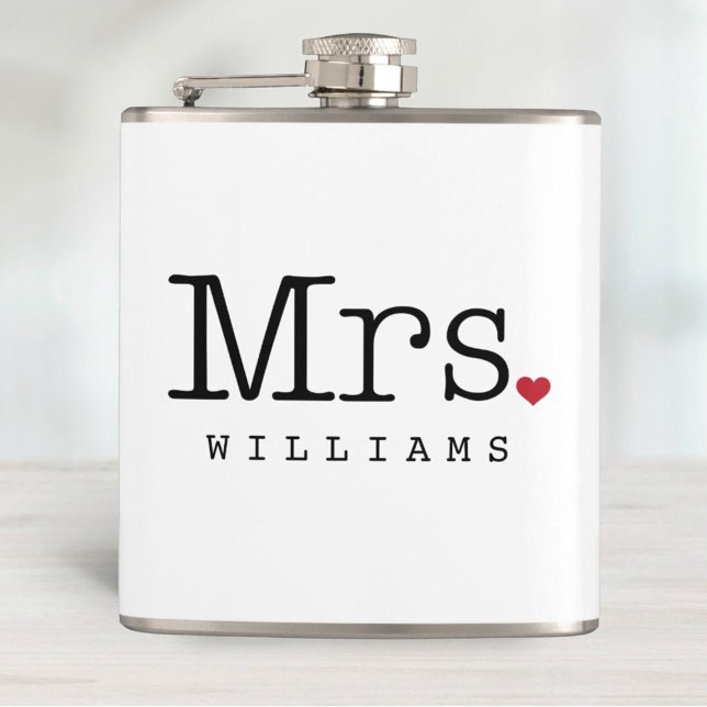 Mrs Vintage Black Personalised Wedding Monogram Hip Flask (Creator Uploaded)