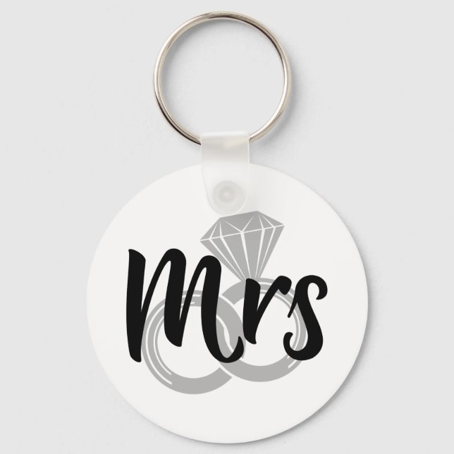 Mrs Wedding Bride Just married Key Ring (Front)