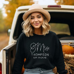 Mrs White Modern Script Custom Wedding Newlywed Sweatshirt<br><div class="desc">Modern and casual chic white calligraphy script "Mrs." women's wedding sweatshirt features custom text that can be personalised with the bride's new married last name and wedding date / date established. Perfect for the newly wed to wear at the honeymoon and beyond!</div>