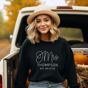 Mrs. White Modern Script Custom Wedding Newlywed Sweatshirt