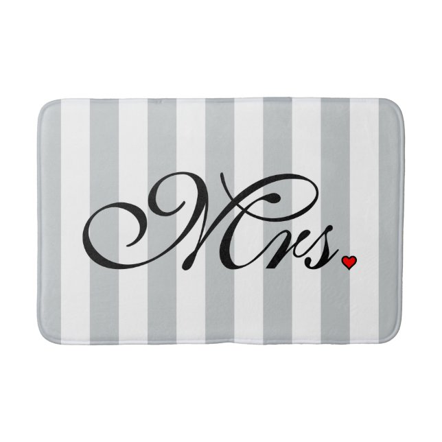 Mrs. Wife Bride Click to Customise Colour Stripes Bath Mat (Front)